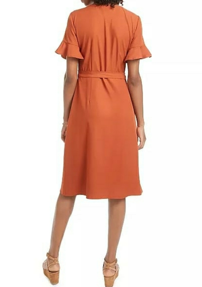 City Studios Juniors Ruffle-Sleeve Shirtdres Rust - Picture 4 of 4